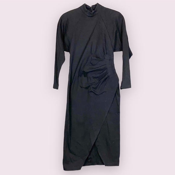 Vintage Dresses & Skirts - Vintage 80s black cotton cinched waist